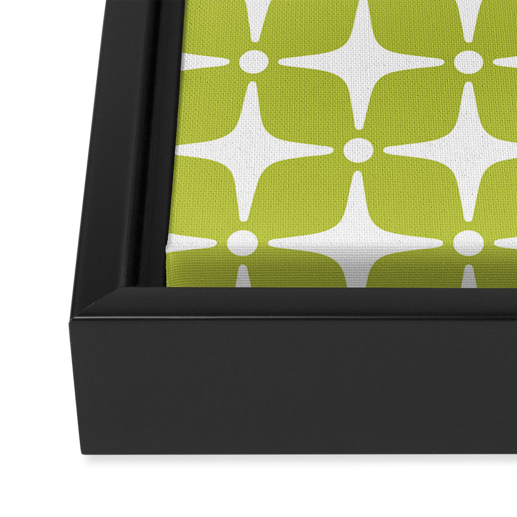 Mid Century Modern Star Pattern Chartreuse Green 2 Framed Canvas Print Gallery Image 3