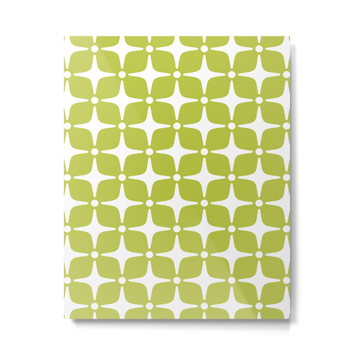 Mid Century Modern Star Pattern Chartreuse Green 2 Metal Print Gallery Image 1