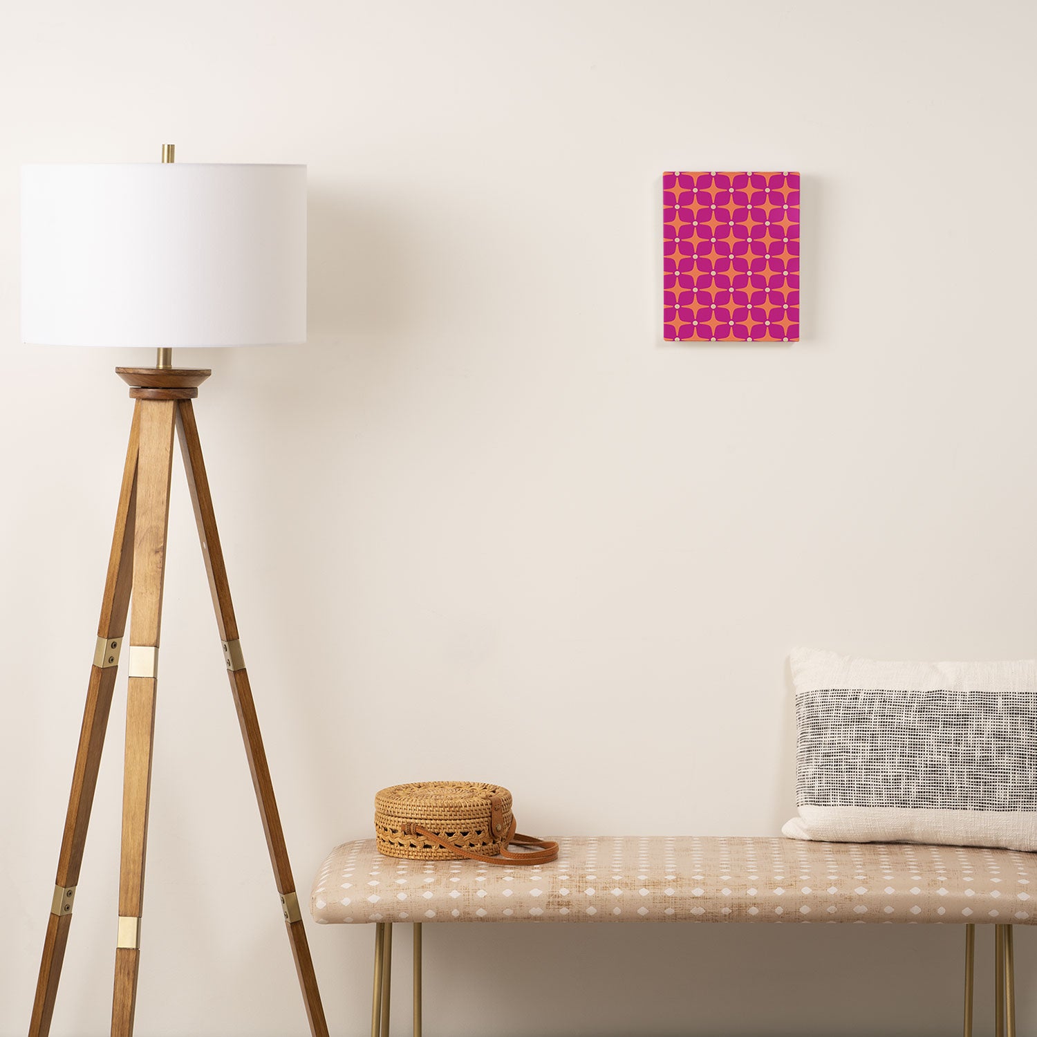 Mid Century Modern Star Pattern 143 Magenta and Orange Canvas Print Gallery Image 2