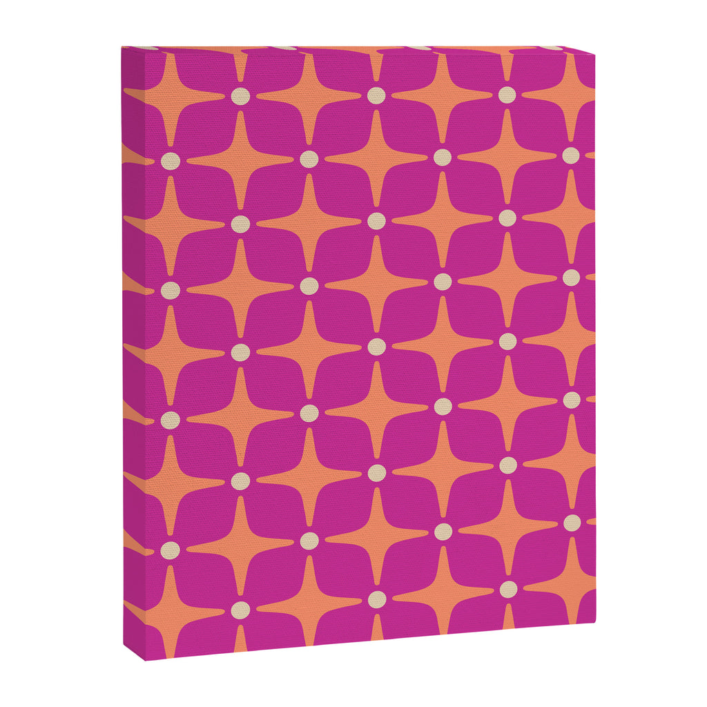 Mid Century Modern Star Pattern 143 Magenta and Orange Canvas Print Gallery Image 8