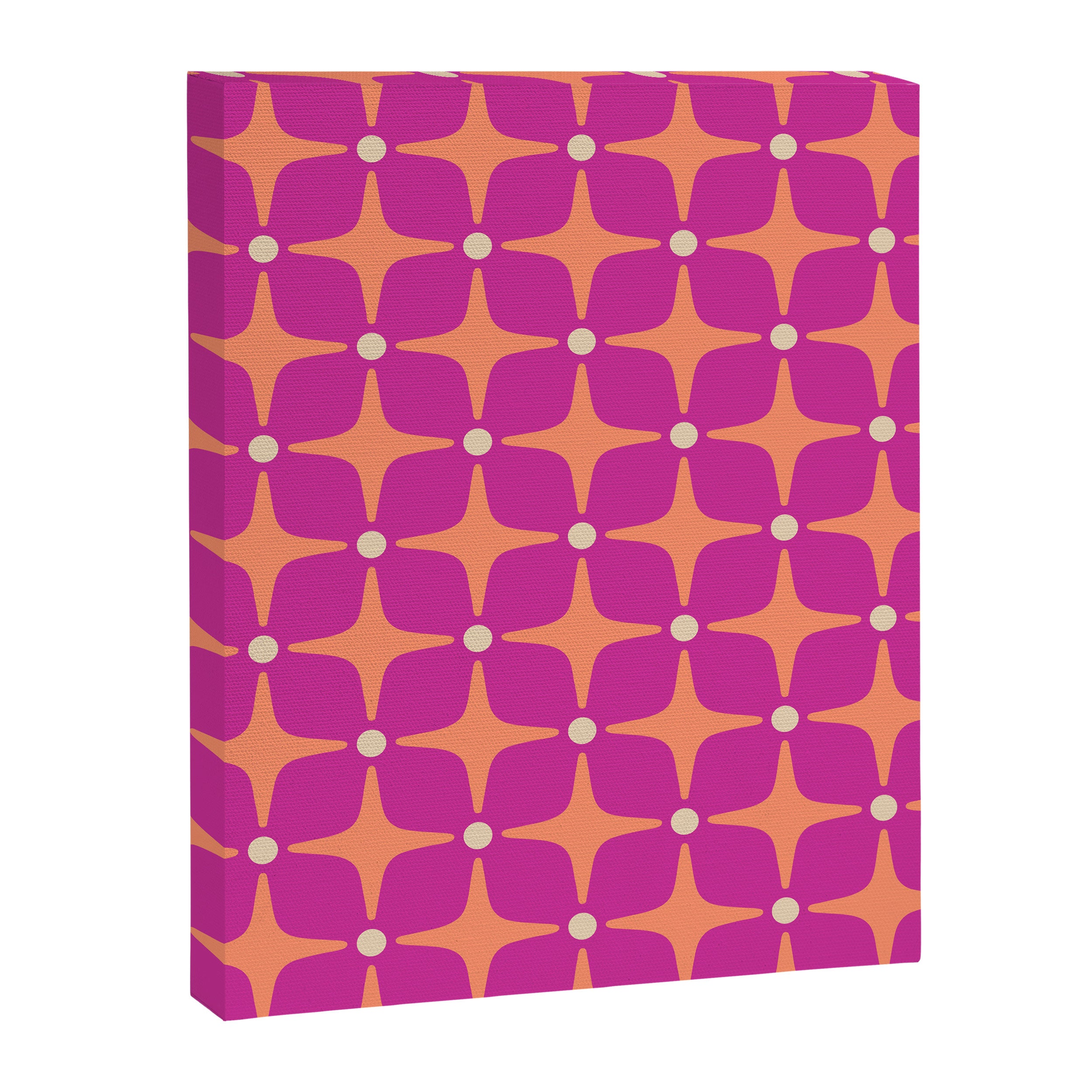 Mid Century Modern Star Pattern 143 Magenta and Orange Canvas Print Gallery Image 8