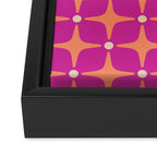 Mid Century Modern Star Pattern 143 Magenta and Orange Framed Canvas Print Gallery Image 3