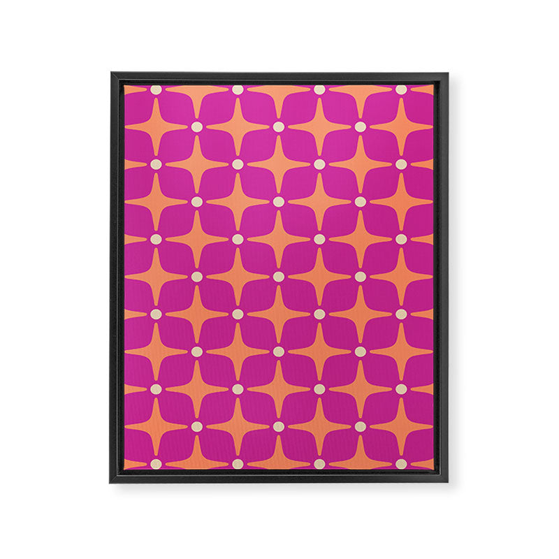 Mid Century Modern Star Pattern 143 Magenta and Orange Framed Canvas Print Gallery Image 8