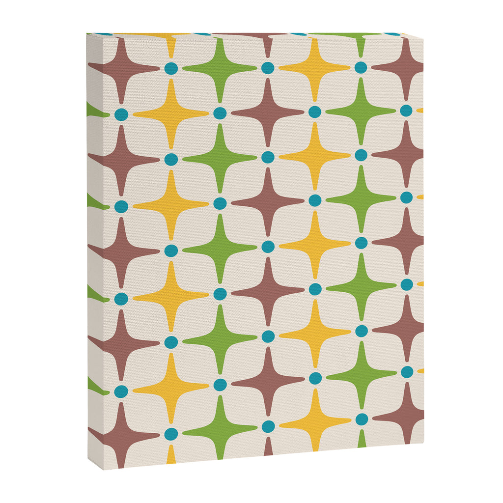 Mid Century Modern Star Pattern 214 Brown Yellow Turquoise Chartreuse Canvas Print Gallery Image 8