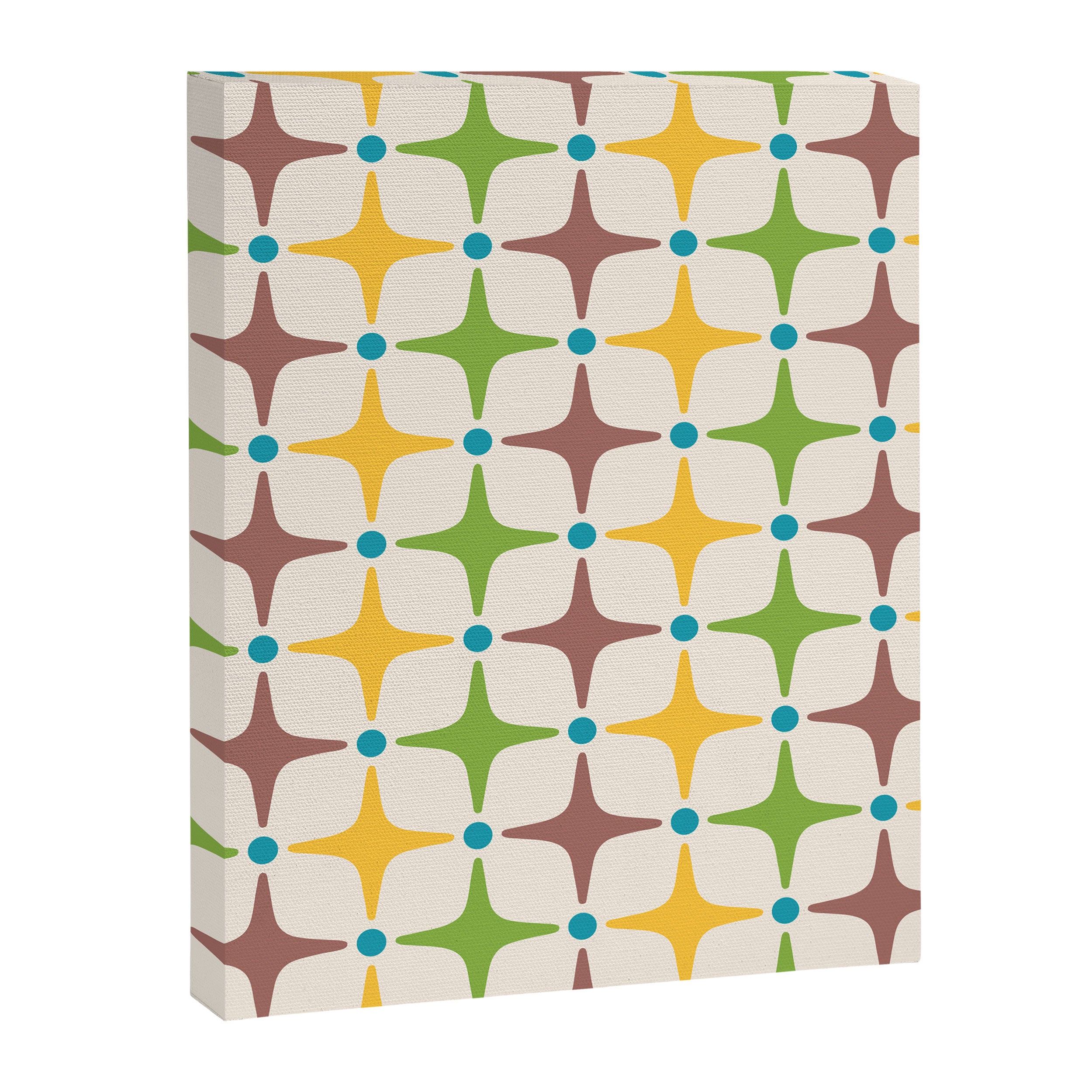 Mid Century Modern Star Pattern 214 Brown Yellow Turquoise Chartreuse Canvas Print Gallery Image 8