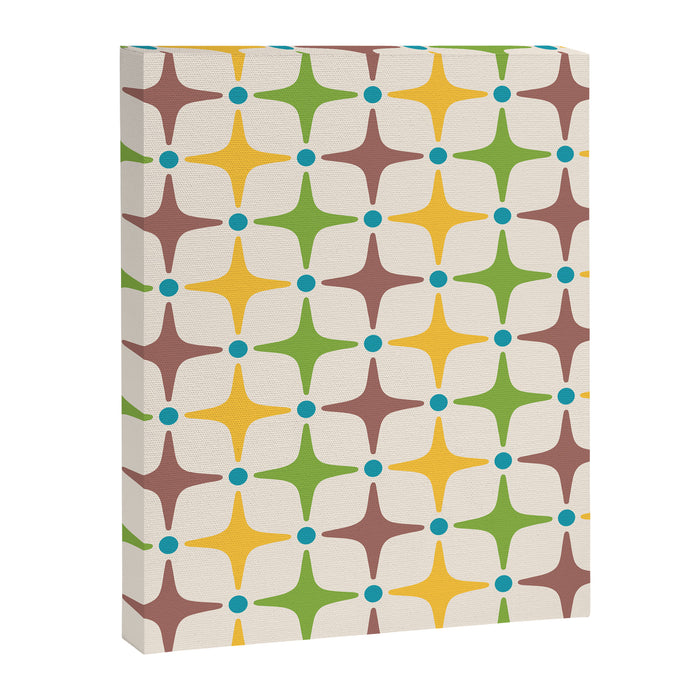 Mid Century Modern Star Pattern 214 Brown Yellow Turquoise Chartreuse Canvas Print Gallery Image 1