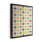 Mid Century Modern Star Pattern 214 Brown Yellow Turquoise Chartreuse Framed Canvas Print Gallery Image 2