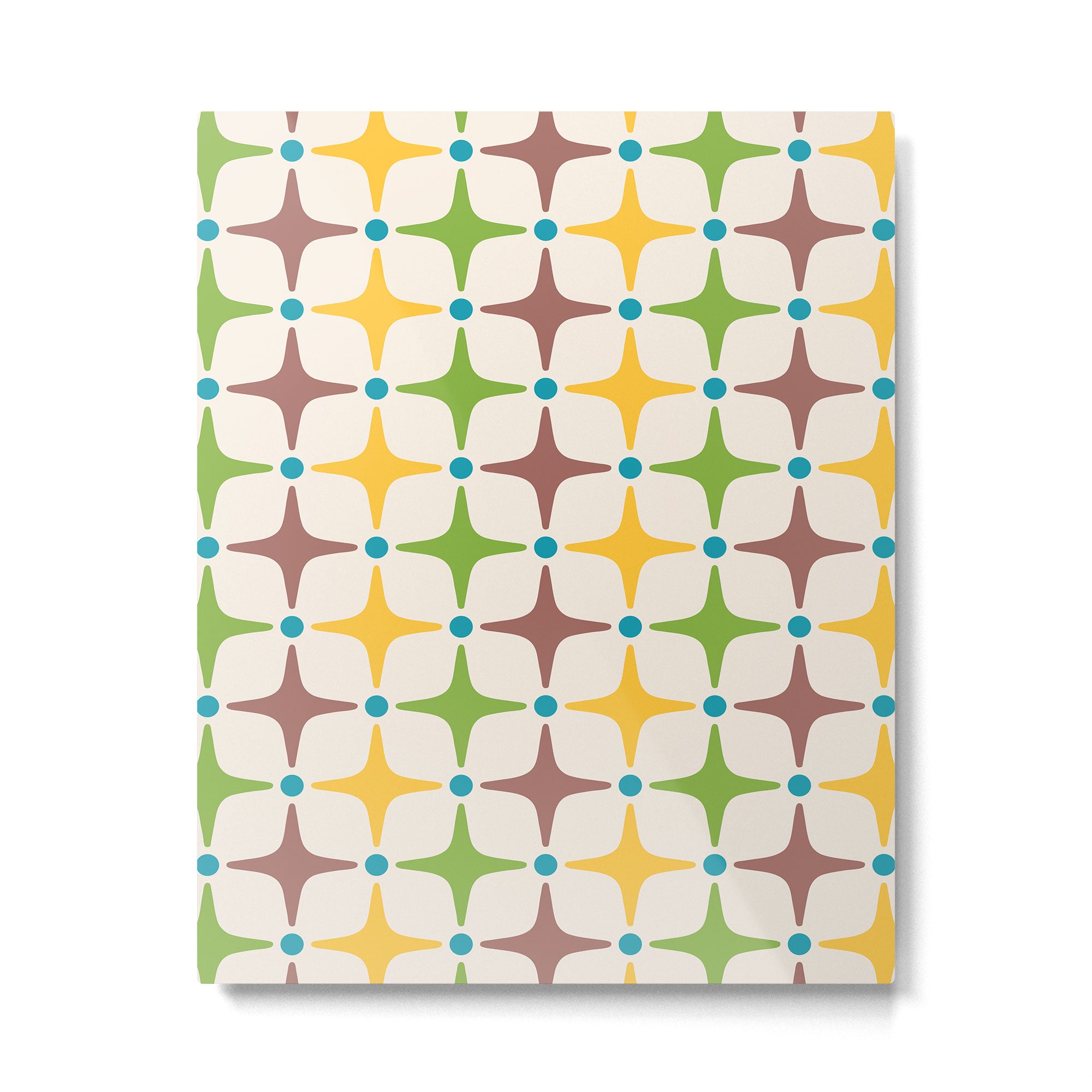 Mid Century Modern Star Pattern 214 Brown Yellow Turquoise Chartreuse Metal Print Gallery Image 6