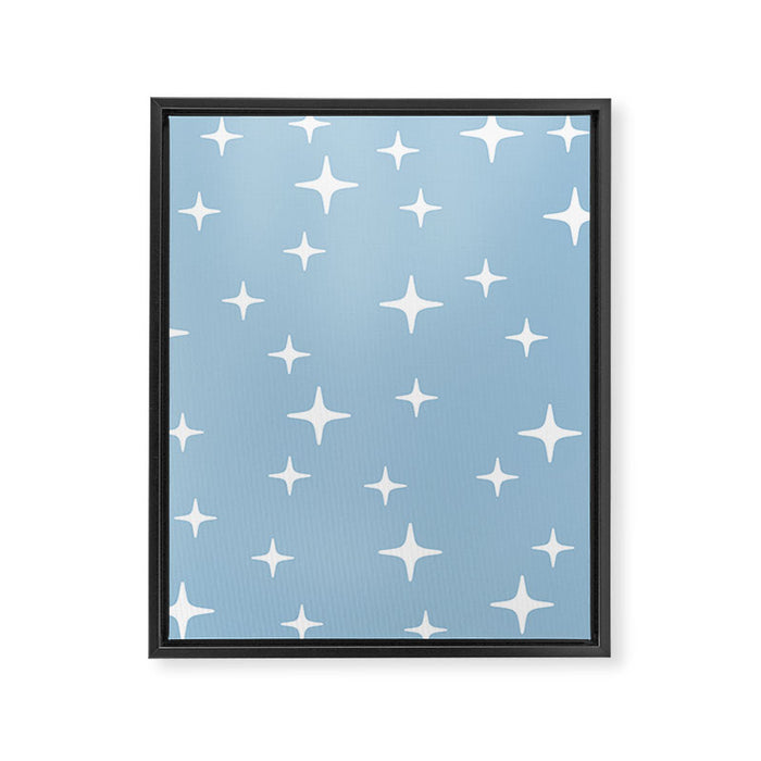Mid Century Modern Star Pattern 443 Pale Blue Framed Canvas Print Gallery Image 1