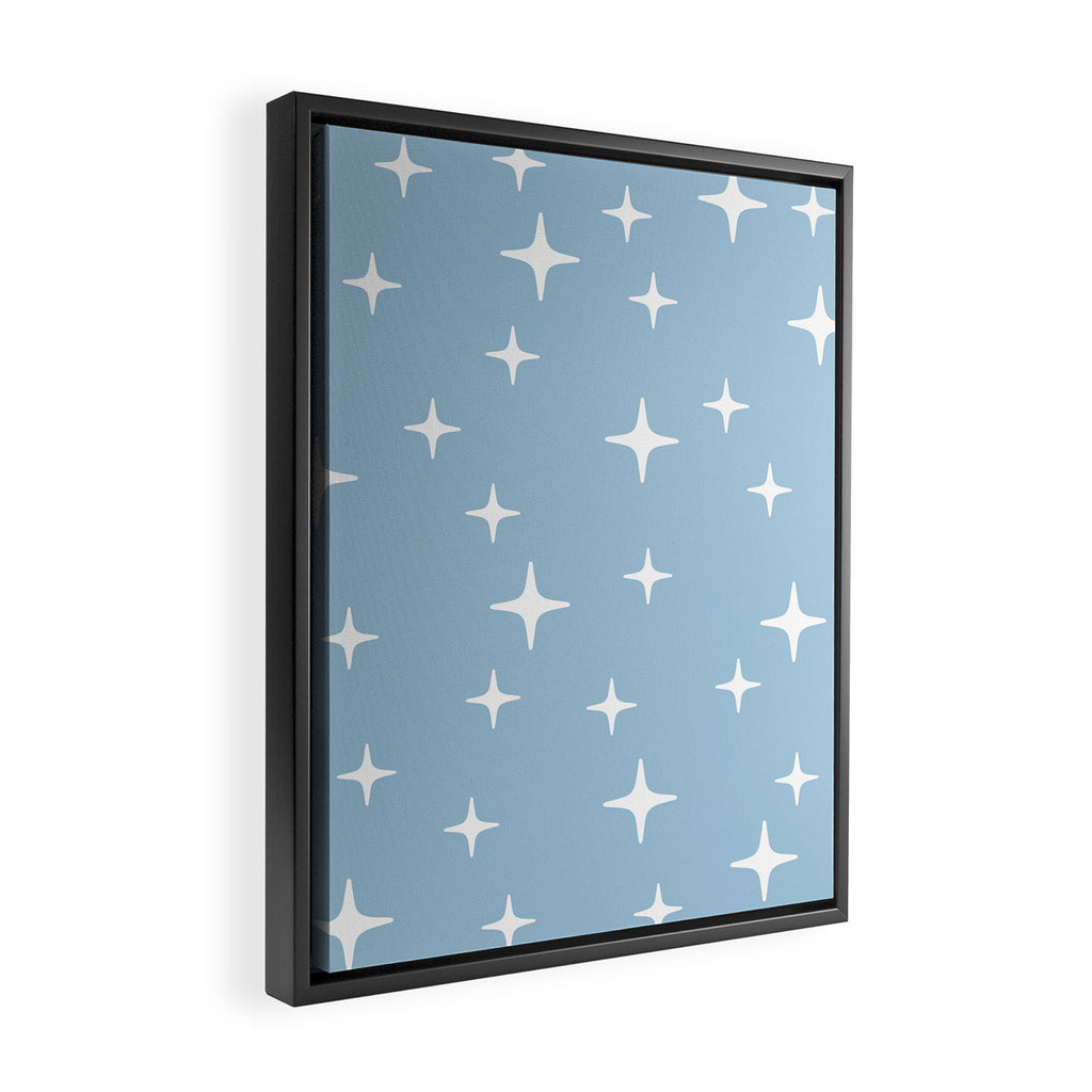 Mid Century Modern Star Pattern 443 Pale Blue Framed Canvas Print Gallery Image 2