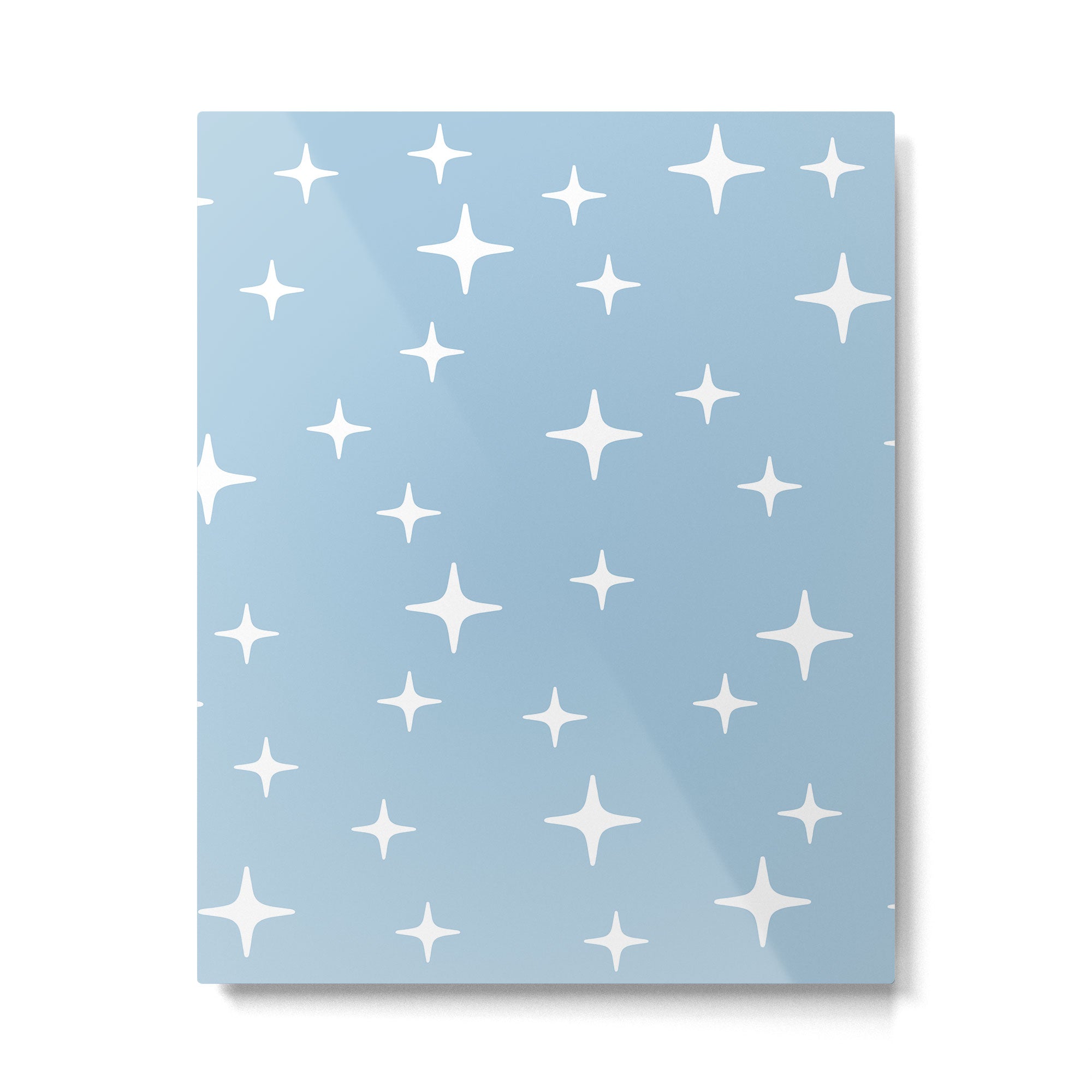 Mid Century Modern Star Pattern 443 Pale Blue Metal Print Gallery Image 6