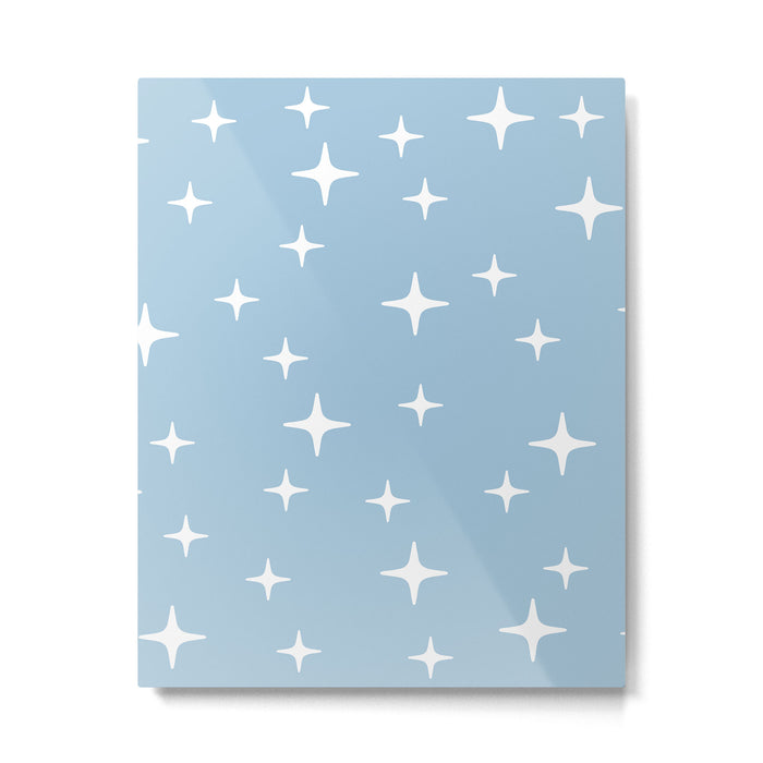 Mid Century Modern Star Pattern 443 Pale Blue Metal Print Gallery Image 1