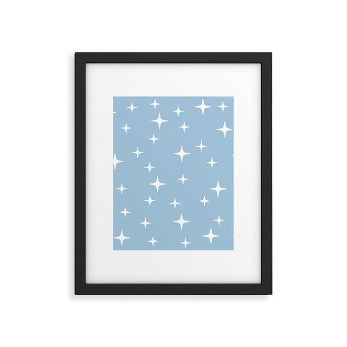 Mid Century Modern Star Pattern 443 Pale Blue Framed Art Print Gallery Image 1