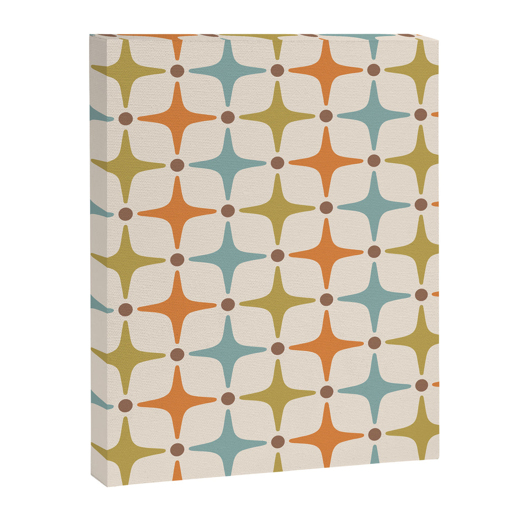 Mid Century Modern Star Pattern 817 Orange Brown Blue and Olive Green Canvas Print Gallery Image 8