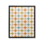 Mid Century Modern Star Pattern 817 Orange Brown Blue and Olive Green Framed Canvas Print Gallery Image 8