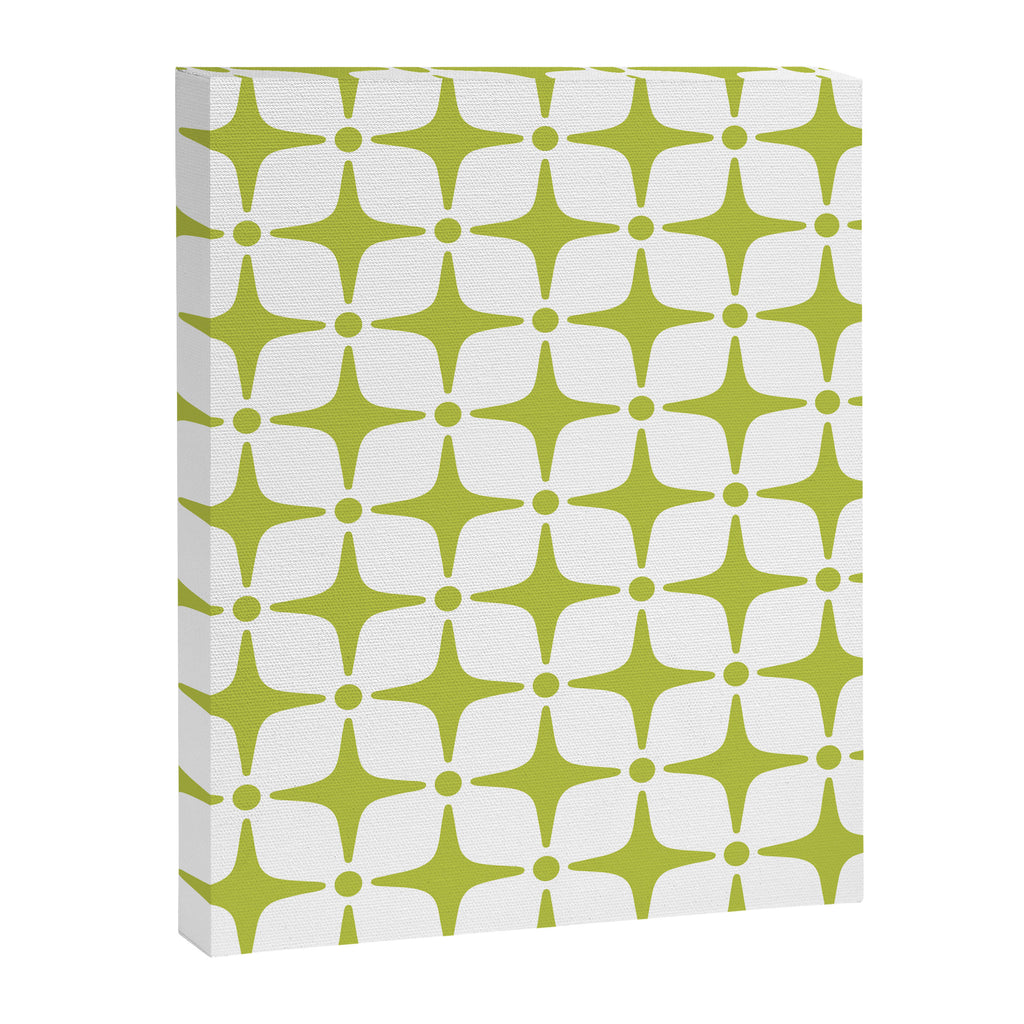 Mid Century Modern Star Pattern Chartreuse Green Canvas Print Gallery Image 8