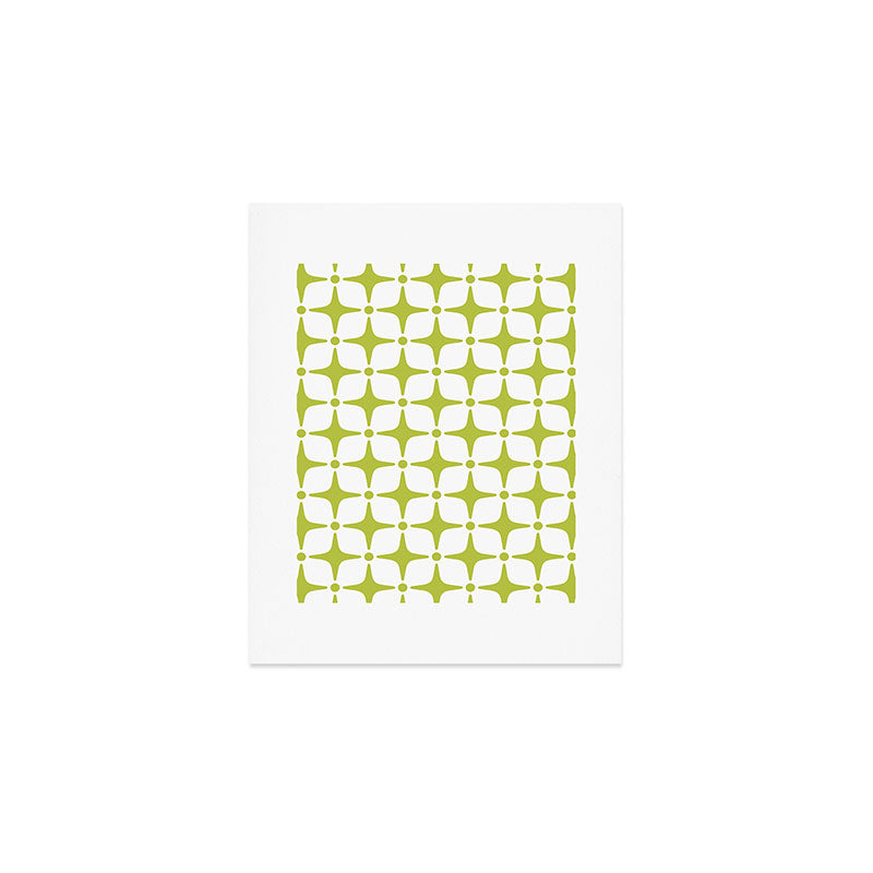 Mid Century Modern Star Pattern Chartreuse Green Art Print Gallery Image 1