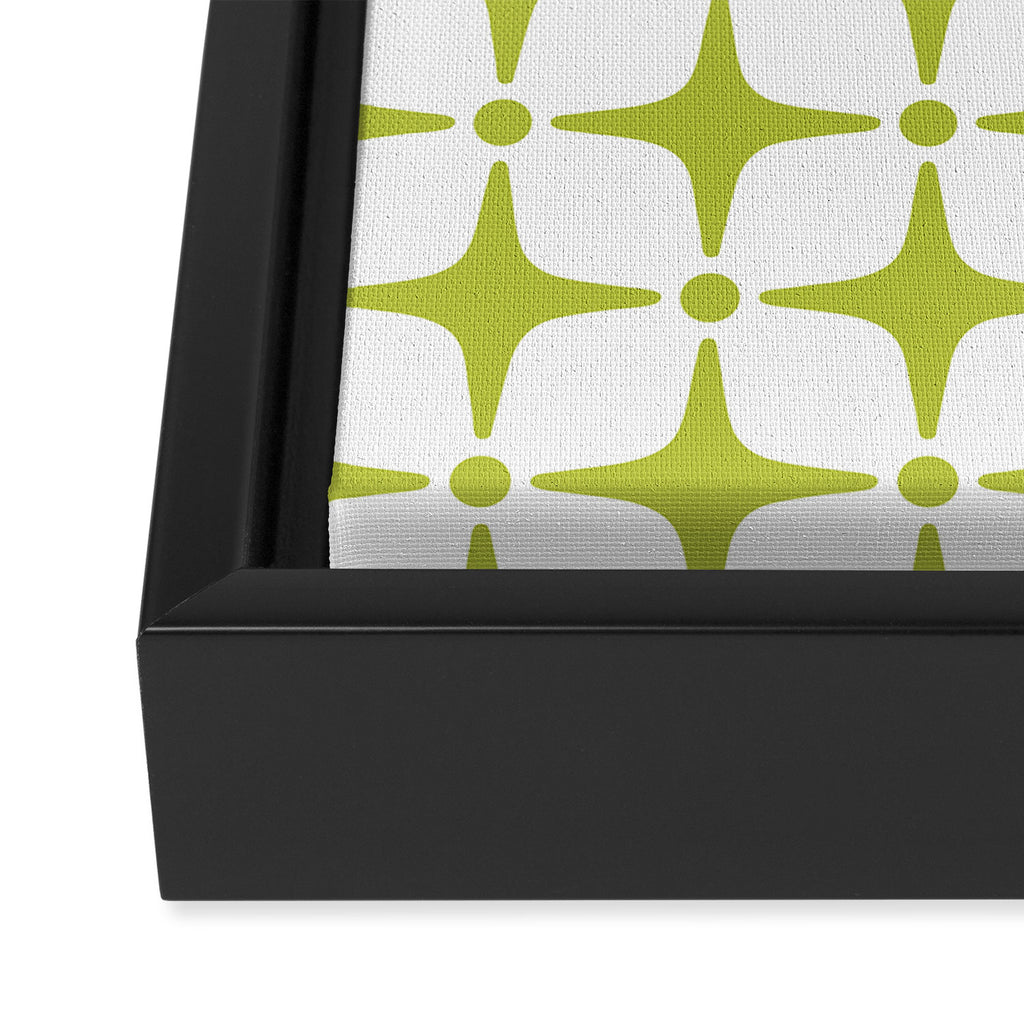Mid Century Modern Star Pattern Chartreuse Green Framed Canvas Print Gallery Image 3