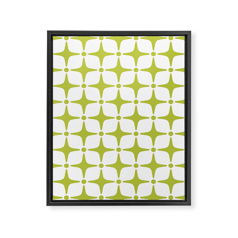 Mid Century Modern Star Pattern Chartreuse Green Framed Canvas Print Gallery Image 8