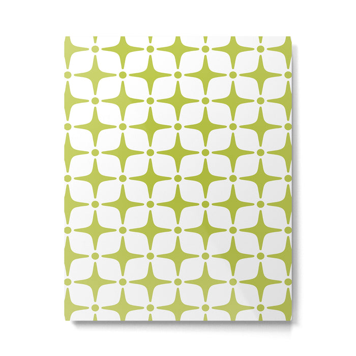 Mid Century Modern Star Pattern Chartreuse Green Metal Print Gallery Image 1