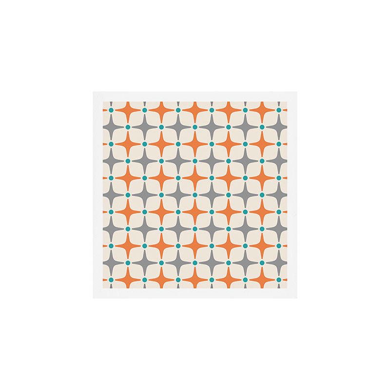 Mid Century Modern Starburst Pattern 993 Pattern Grey Blue and Orange Art Print Gallery Image 1