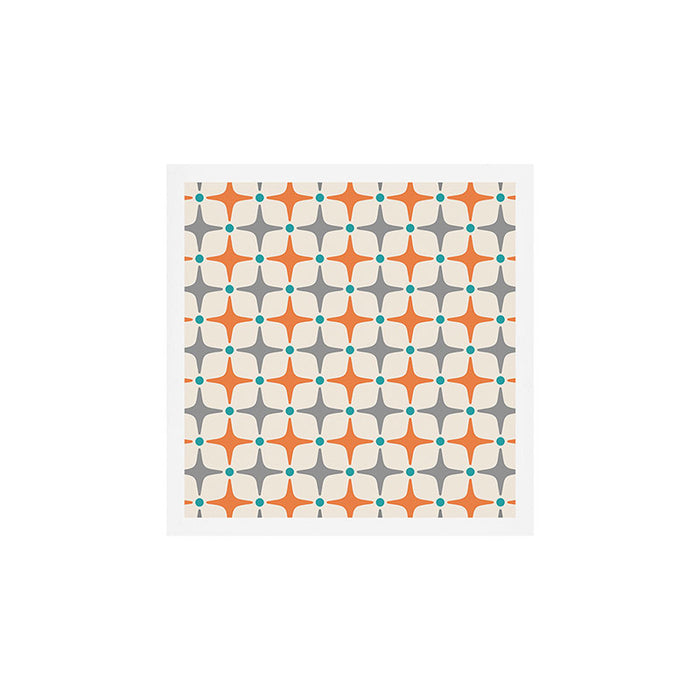 Mid Century Modern Starburst Pattern 993 Pattern Grey Blue and Orange Art Print Gallery Image 1