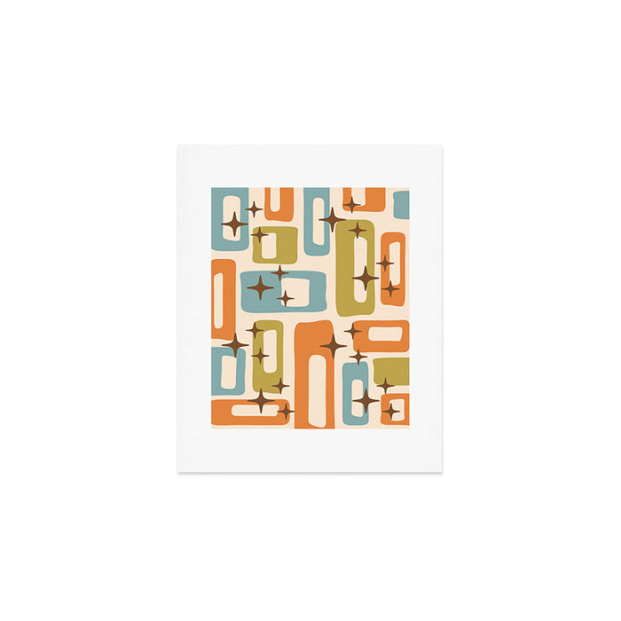 Mid Century Modern Style 922 Orange Green Blue Art Print Gallery Image 1