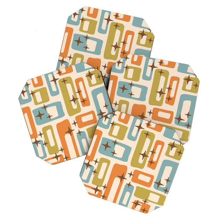 Mid Century Modern Style 922 Orange Green Blue Coaster Gallery Image 1