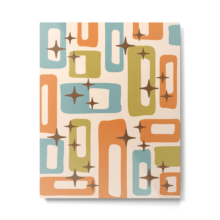 Mid Century Modern Style 922 Orange Green Blue Metal Print Gallery Image 1