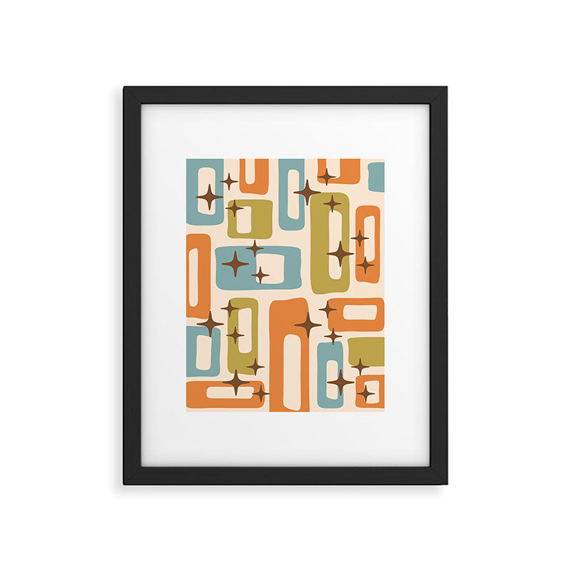 Mid Century Modern Style 922 Orange Green Blue Framed Art Print Gallery Image 6