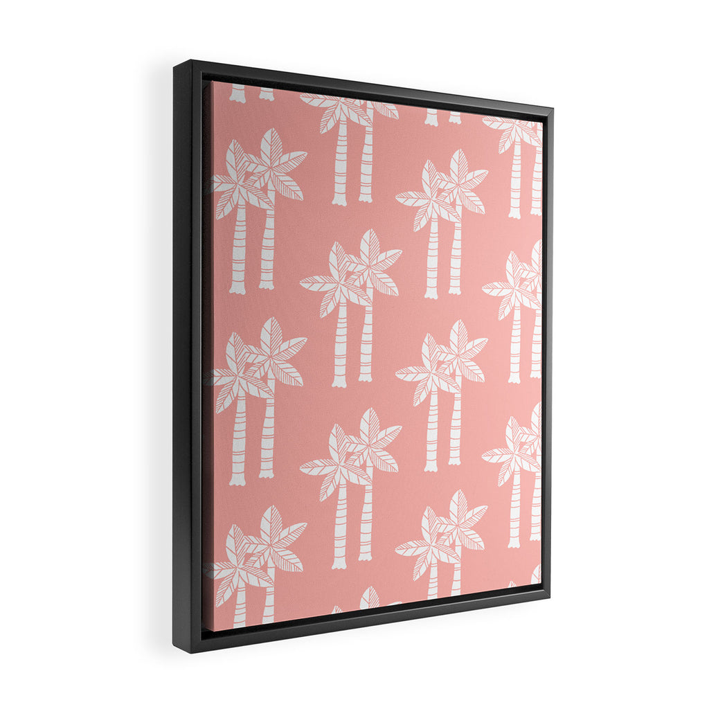 Palm Tree Pattern Peach Framed Canvas Print Gallery Image 2