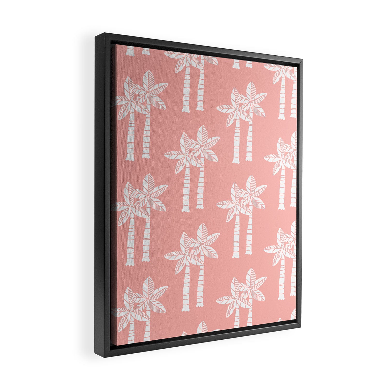 Palm Tree Pattern Peach Framed Canvas Print Gallery Image 2