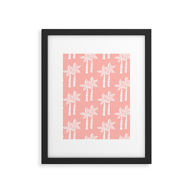 Palm Tree Pattern Peach Framed Art Print Gallery Image 6