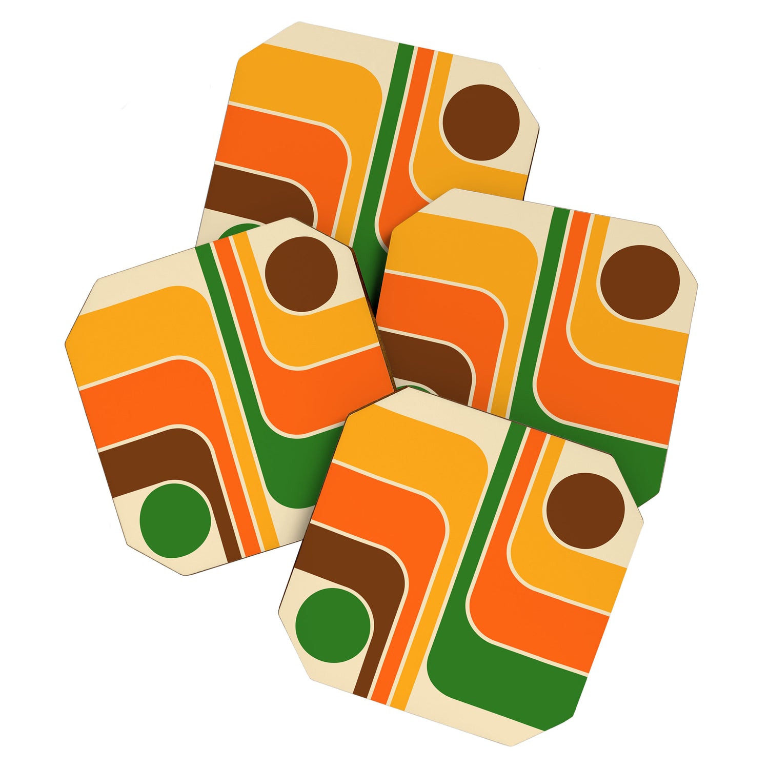 1970s Retro Vintage Style Geometric Design 743 Scandi Coaster Gallery Image 1
