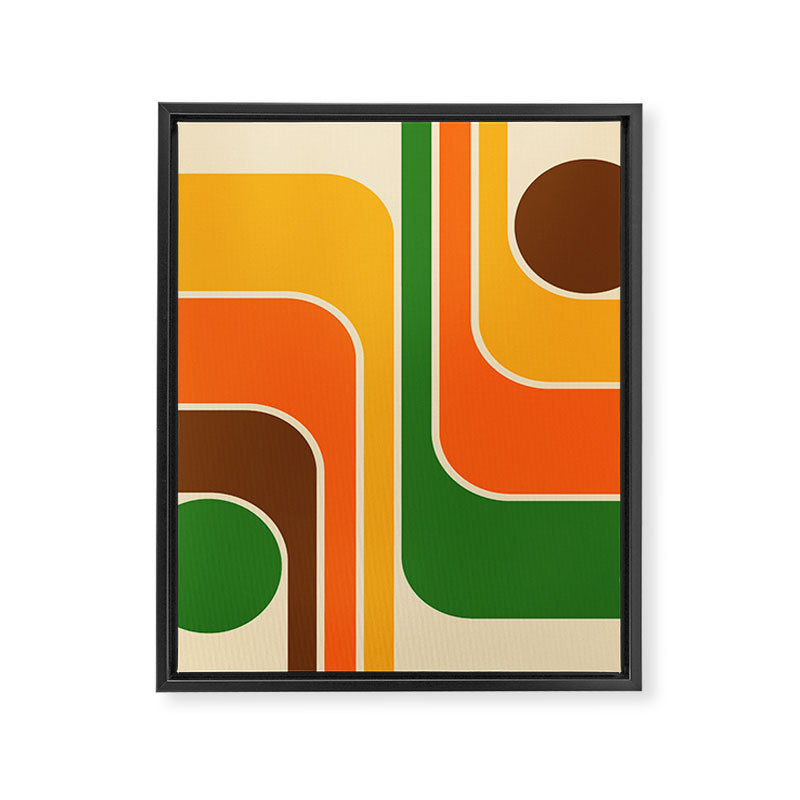 1970s Retro Vintage Style Geometric Design 743 Scandi Framed Canvas Print Gallery Image 8