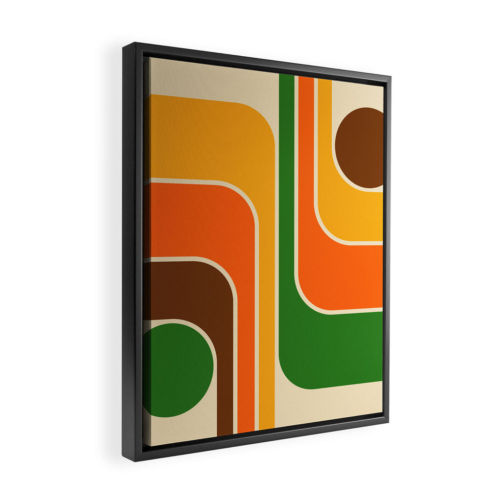 1970s Retro Vintage Style Geometric Design 743 Scandi Framed Canvas Print Gallery Image 2