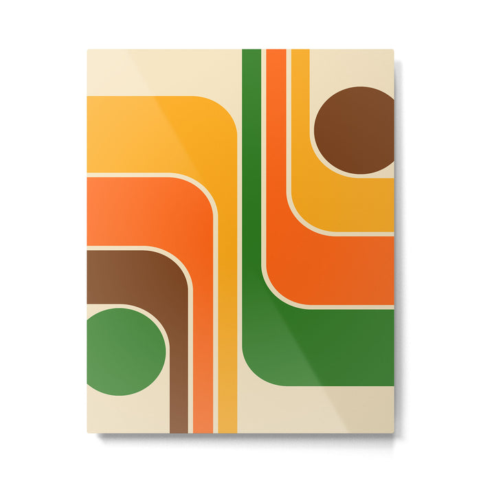 1970s Retro Vintage Style Geometric Design 743 Scandi Metal Print Gallery Image 1