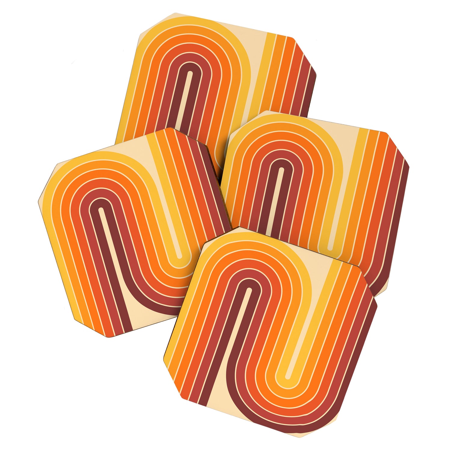 70s Retro Vintage Style Geometric Design 371 Autumn Coaster Gallery Image 1