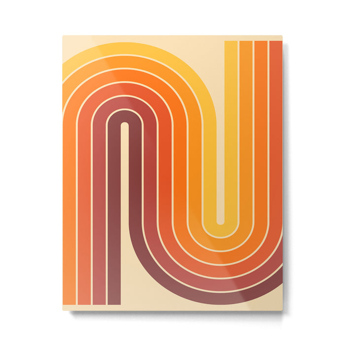 70s Retro Vintage Style Geometric Design 371 Autumn Metal Print Gallery Image 1