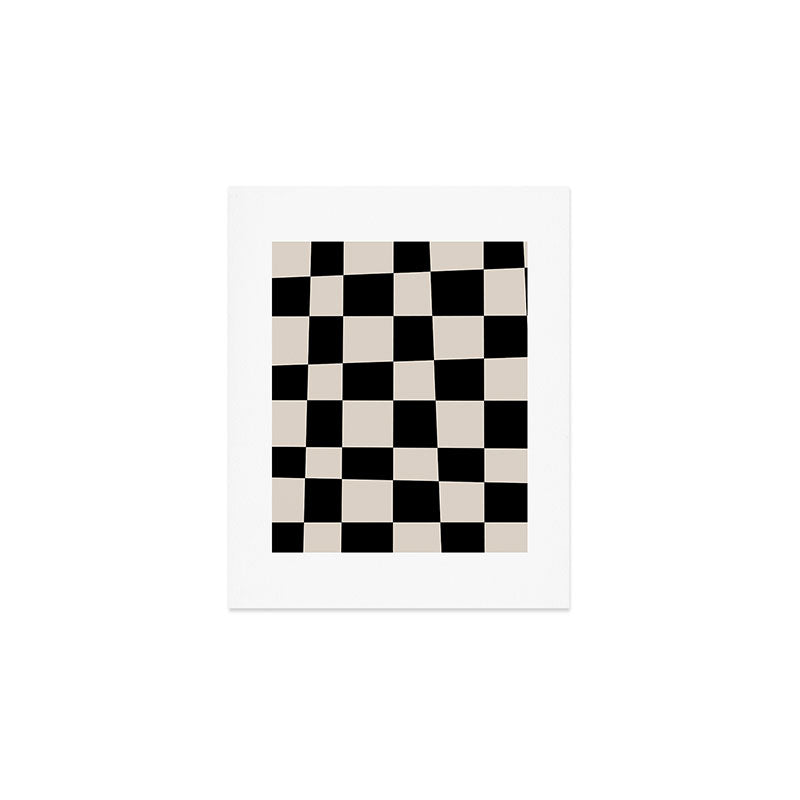Abstract Checker Pattern 224 Black and Linen White Art Print Gallery Image 1