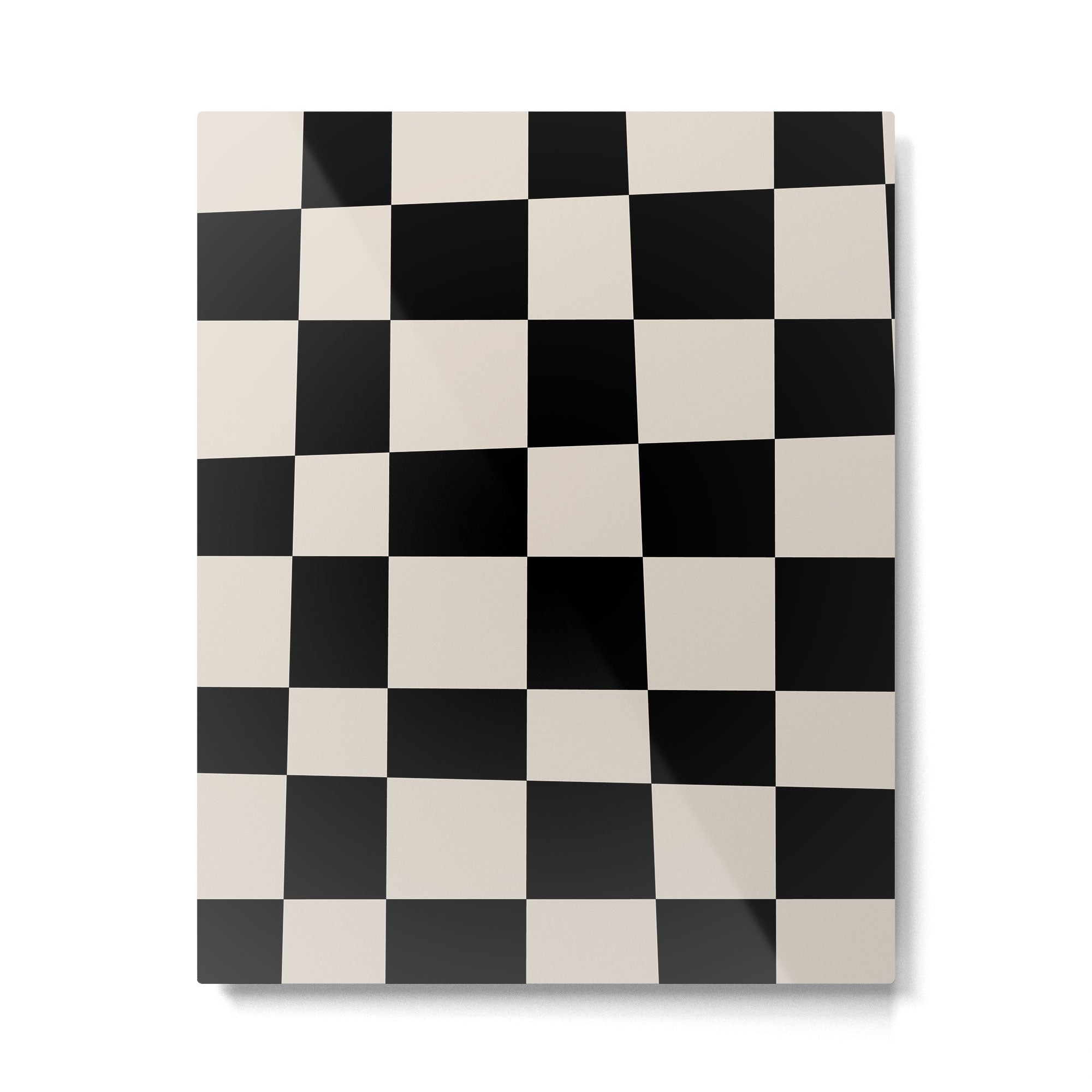 Abstract Checker Pattern 224 Black and Linen White Metal Print Gallery Image 6
