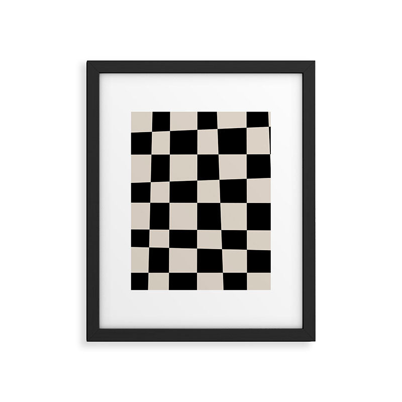 Abstract Checker Pattern 224 Black and Linen White Framed Art Print Gallery Image 6