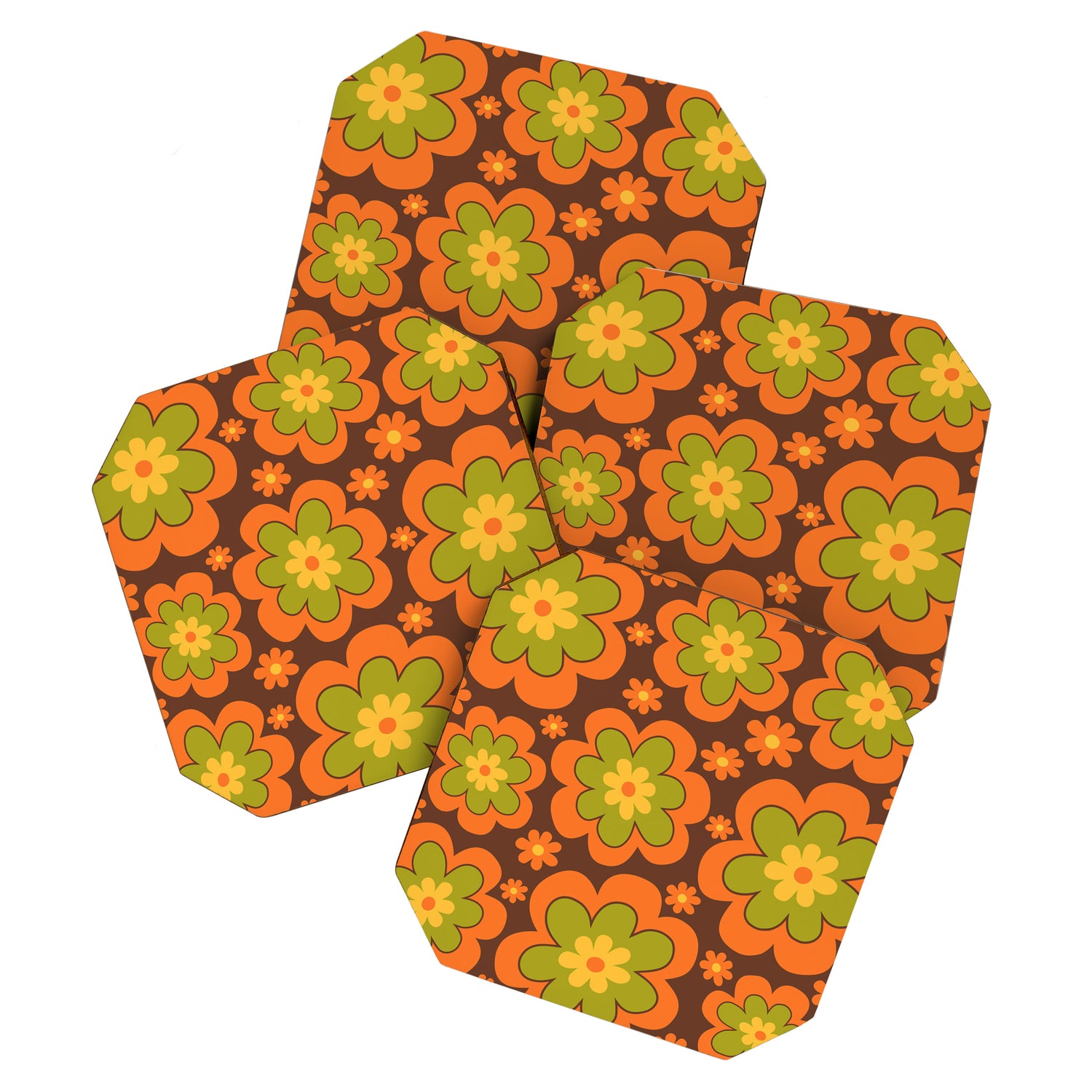 Colorful Retro Flower Pattern 592 Coaster Gallery Image 1