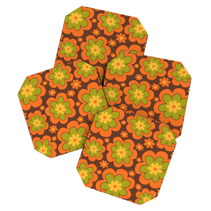 Colorful Retro Flower Pattern 592 Coaster Gallery Image 1