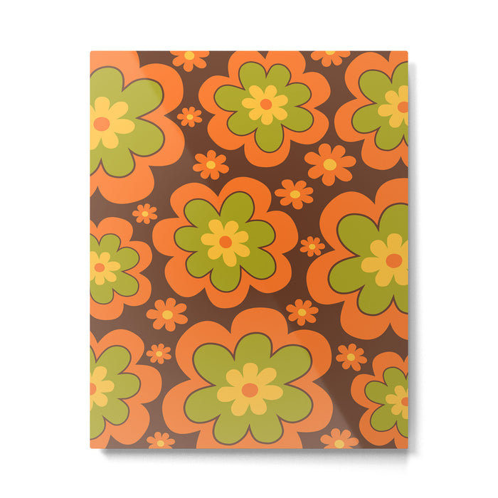 Colorful Retro Flower Pattern 592 Metal Print Gallery Image 1