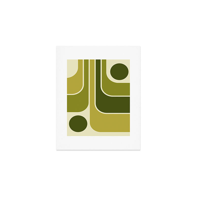 Mid Century Modern Decoration 663 Olive Green and Beige Art Print Gallery Image 1