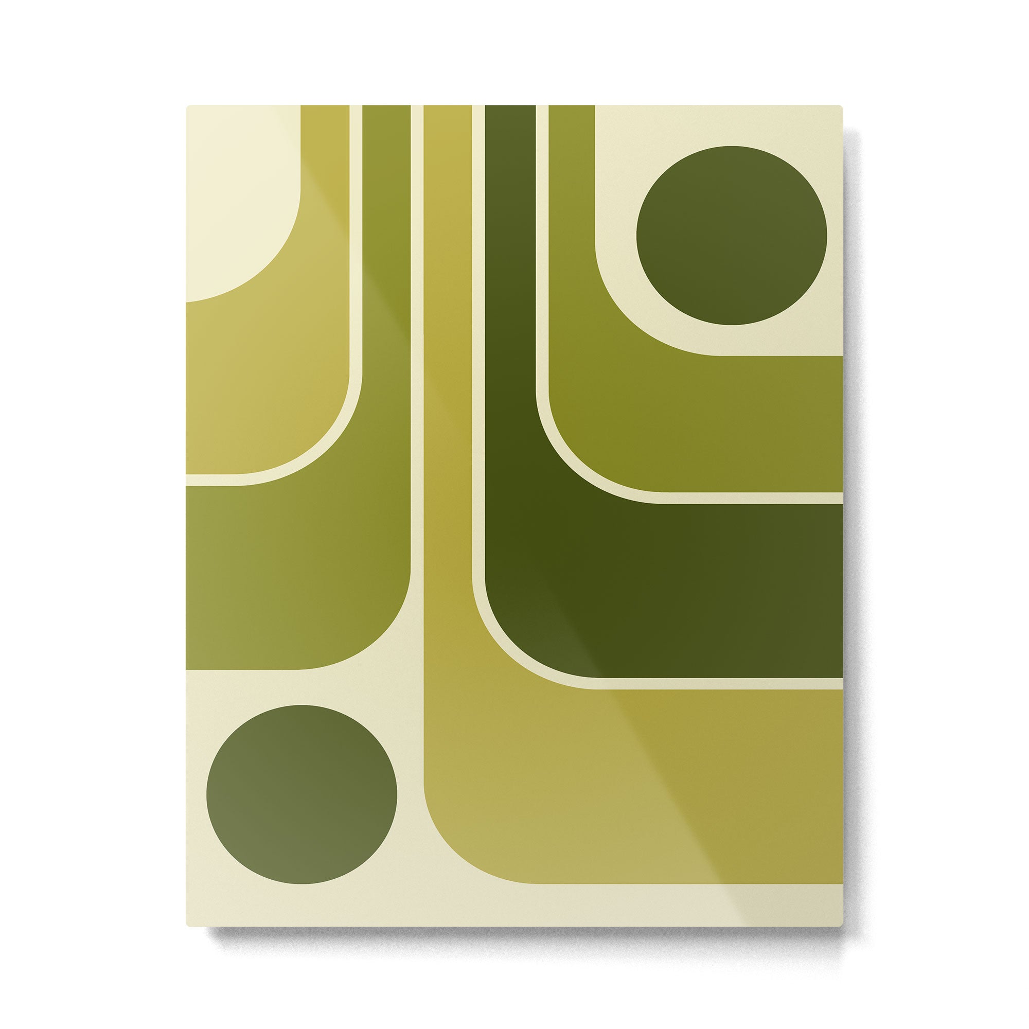 Mid Century Modern Decoration 663 Olive Green and Beige Metal Print Gallery Image 6