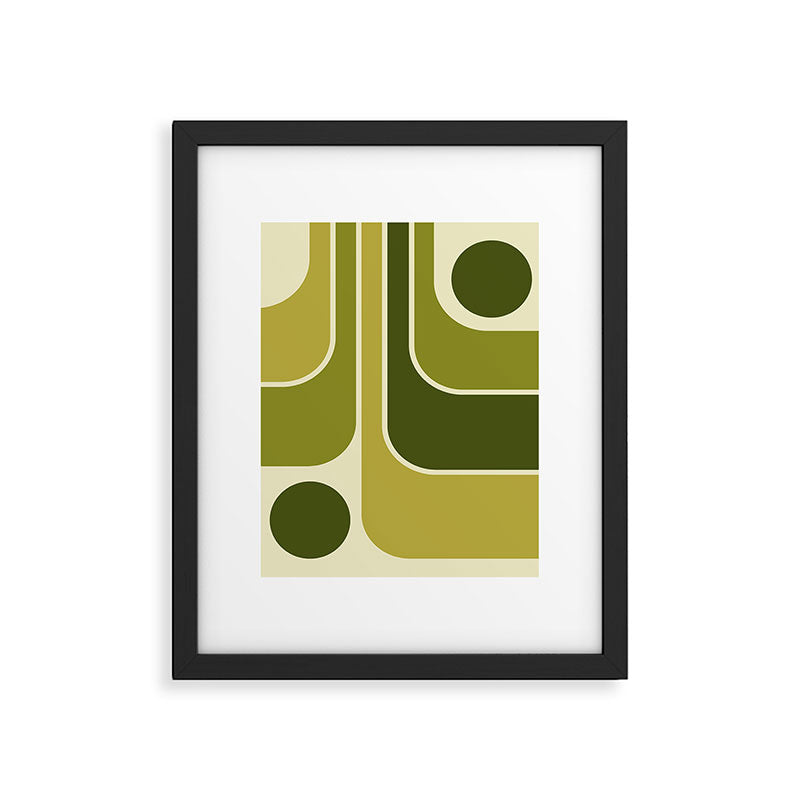 Mid Century Modern Decoration 663 Olive Green and Beige Framed Art Print Gallery Image 6