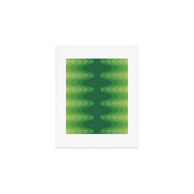 Retro 1970s Style Sonic Wave Pattern 230 Green Art Print Gallery Image 1