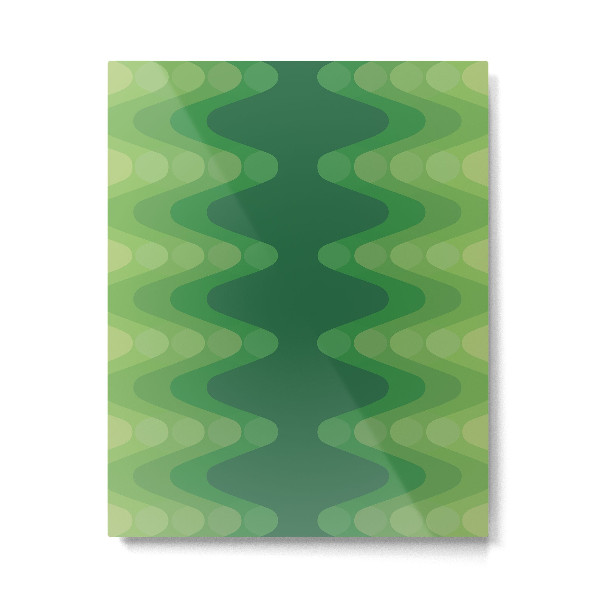 Retro 1970s Style Sonic Wave Pattern 230 Green Metal Print Gallery Image 6